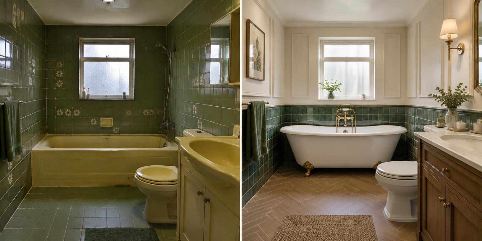 Salle de bain classique : avant et après une rénovation simulée par IA