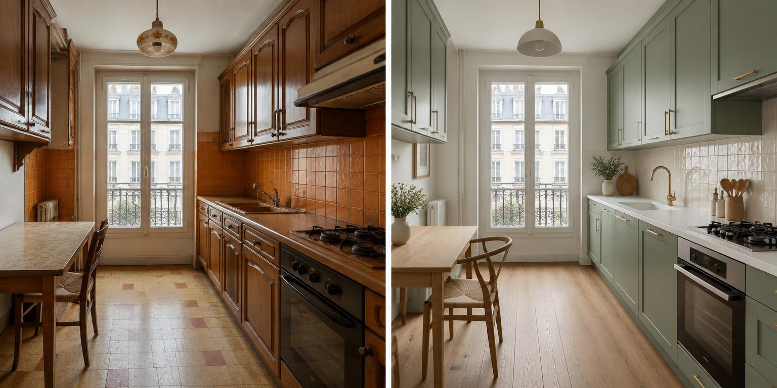 Cuisine : avant et après une rénovation simulée par IA